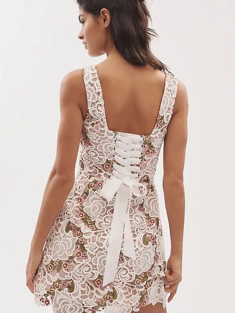 Helsi Belen Sleeveless Square-Neck Floral Lace Fit & Flare Mini Dress Size XS